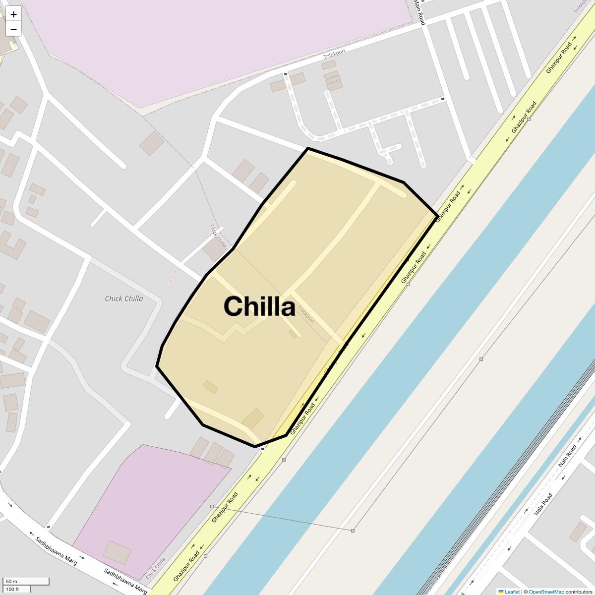 Location Map of Chilla, Delhi