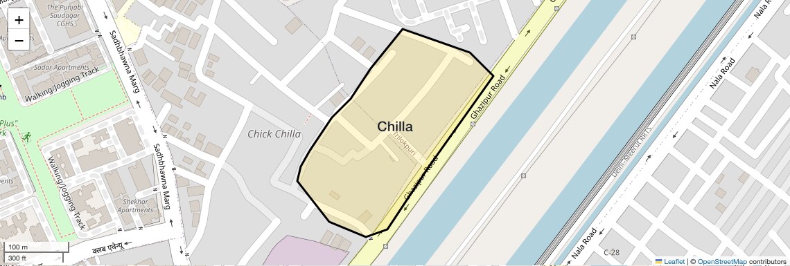 Location Map of Chilla, Delhi