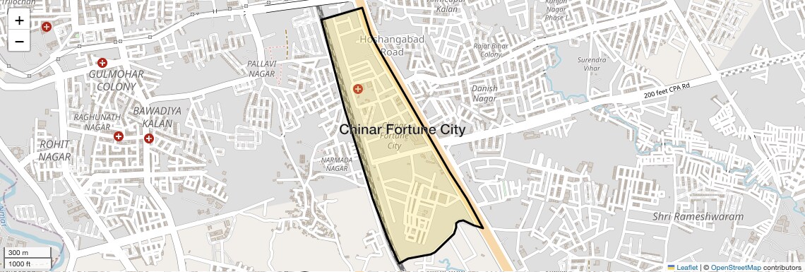 Location Map of Chinar Fortune City, Bhopal