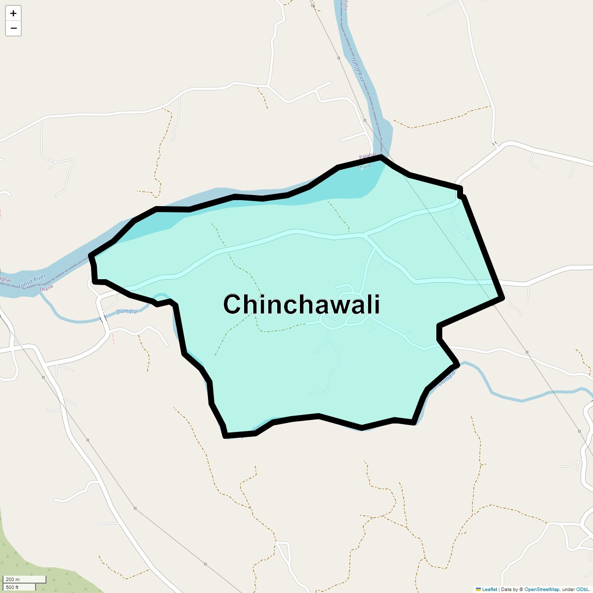 Location Map of Chinchawali, Thane