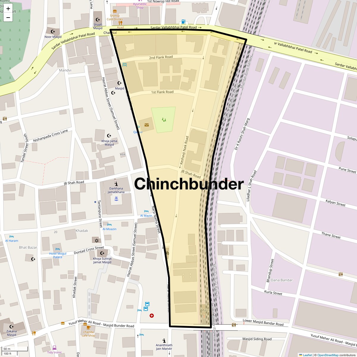 Location Map of Chinchbunder, Mumbai