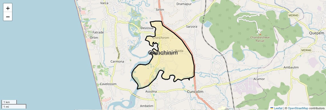 Location Map of Chinchinim, Goa