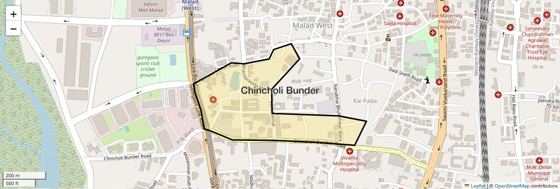 Location Map of Chincholi Bunder, Mumbai