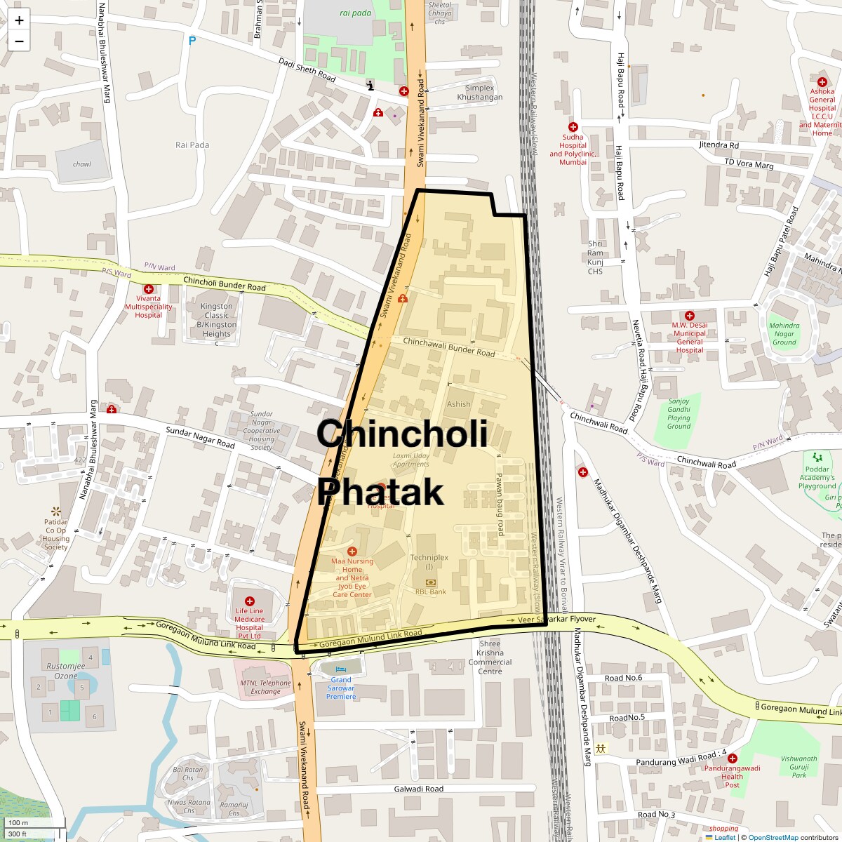 Location Map of Chincholi Phatak, Mumbai