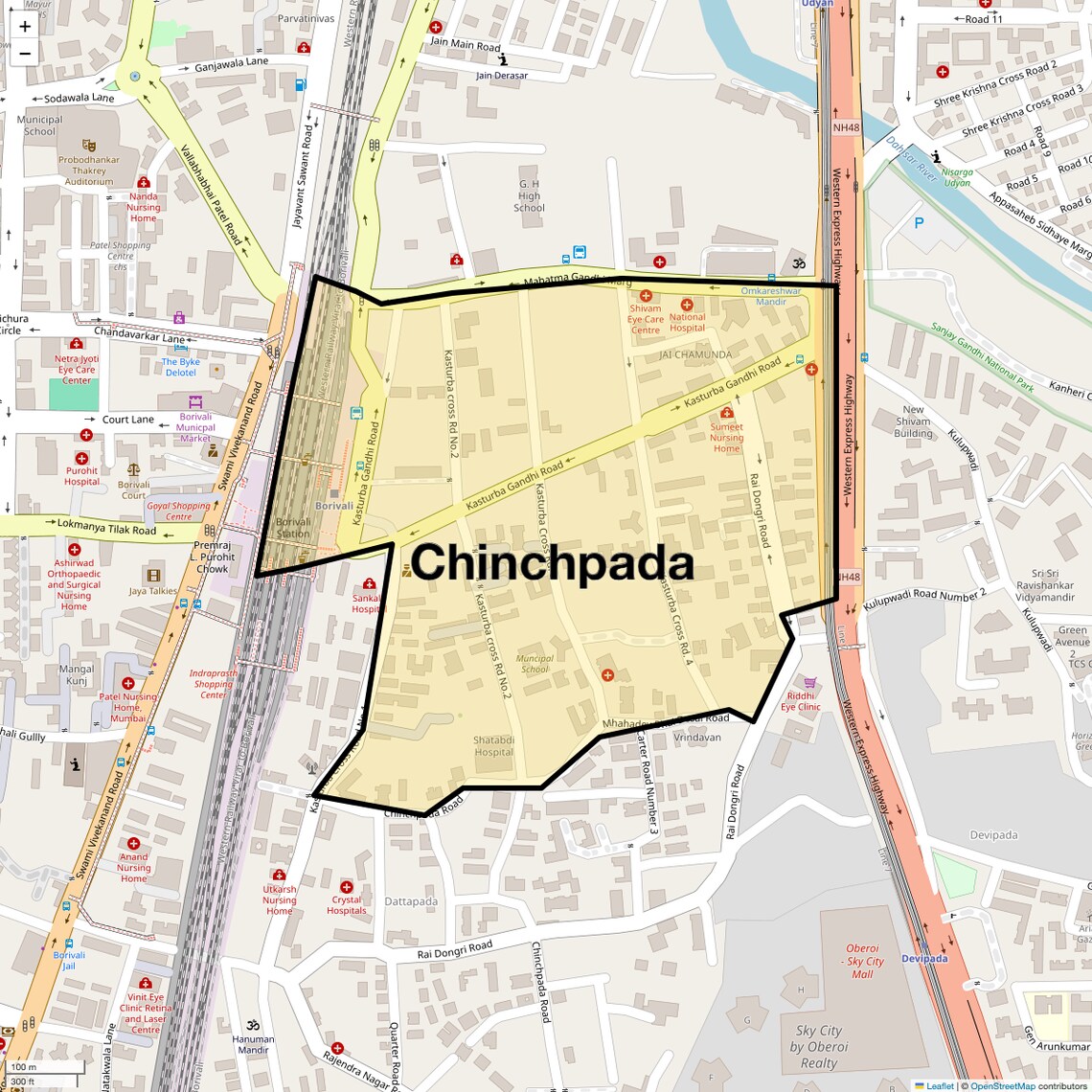 Location Map of Chinchpada, Mumbai