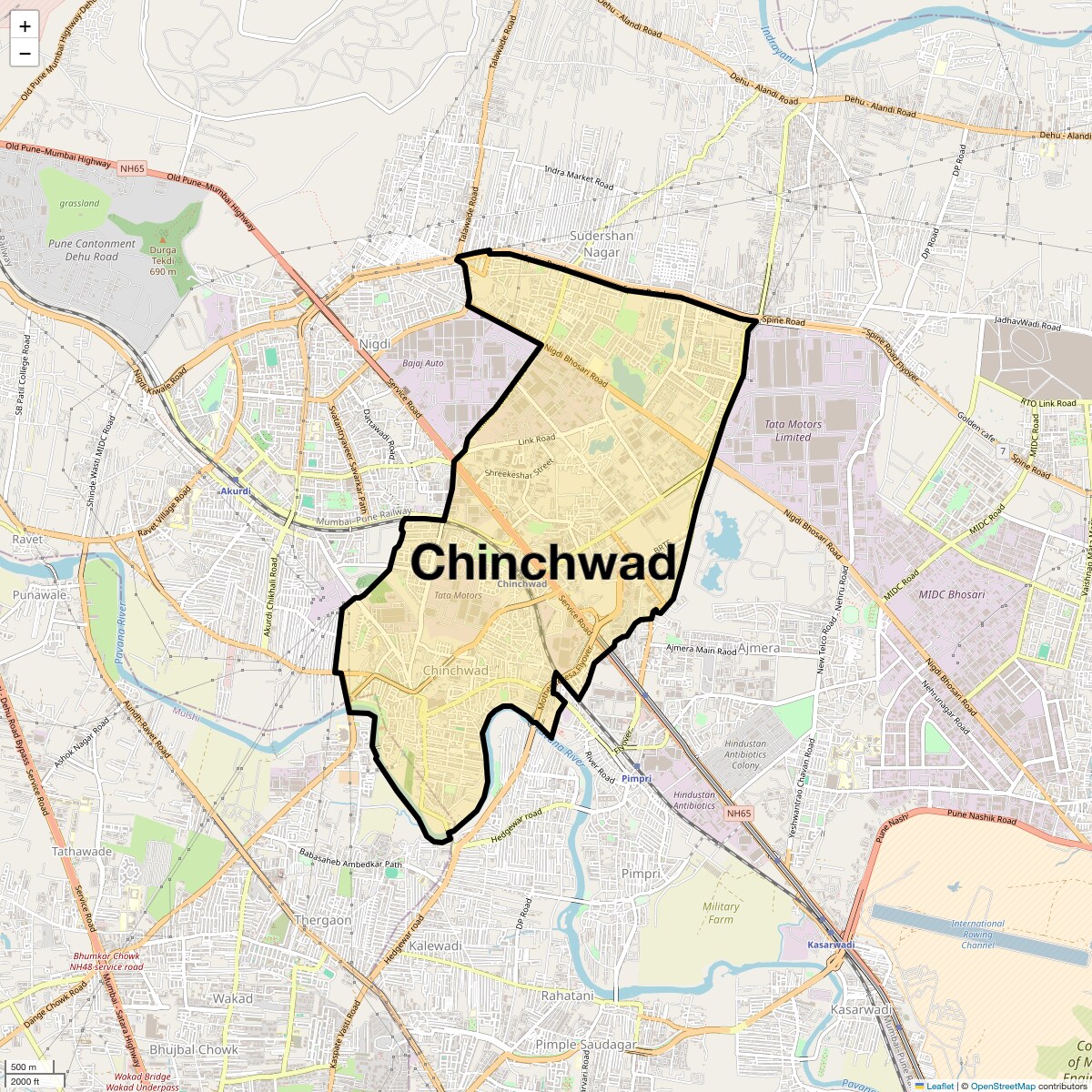 Location Map of Chinchwad, Pune
