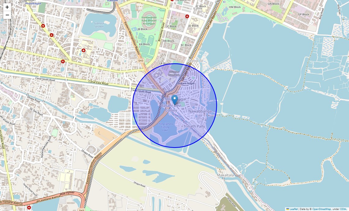Location Map of Chingrighata, Kolkata