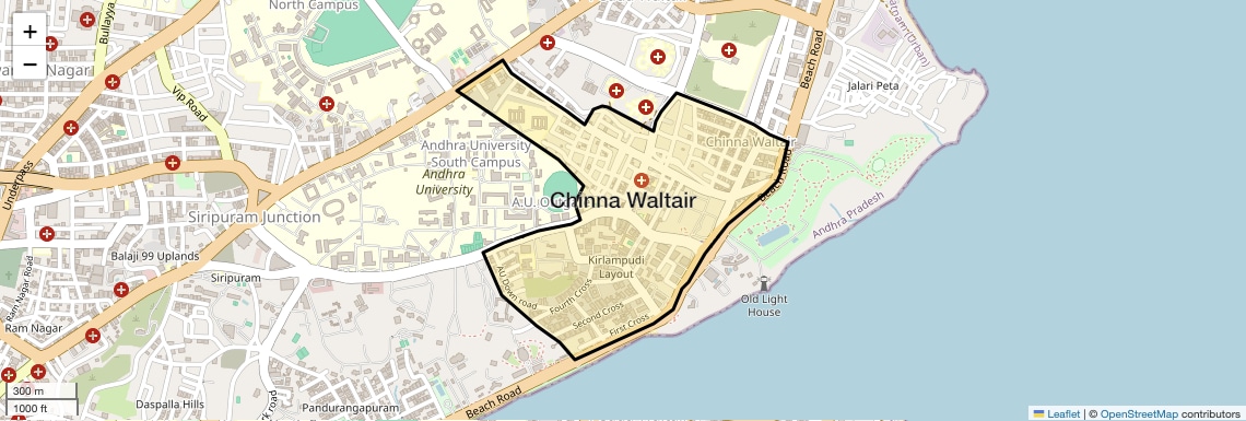 Location Map of Chinna Waltair, Vizag