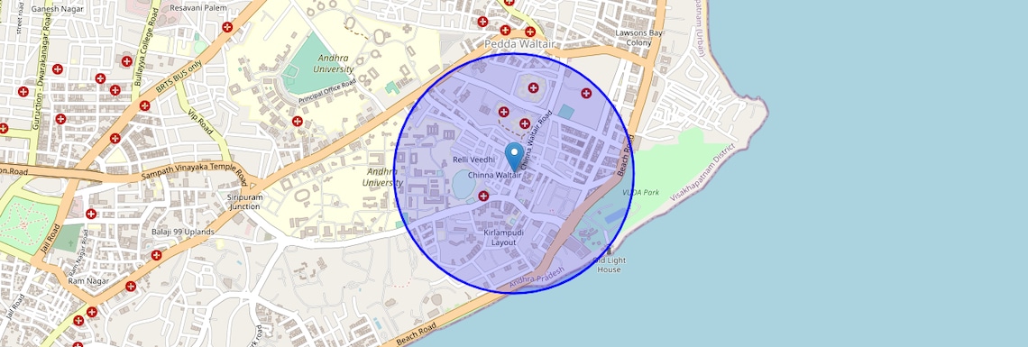 Location Map of Chinna Waltair, Vizag