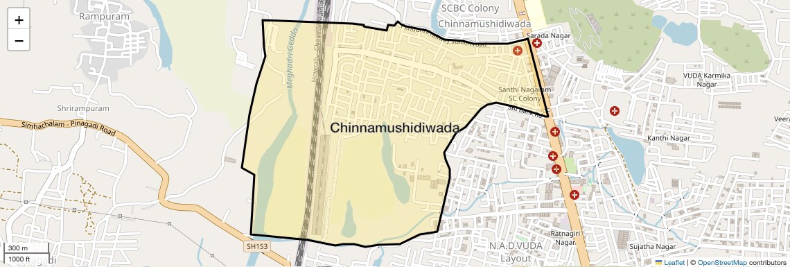 Location Map of Chinnamushidiwada, Vizag