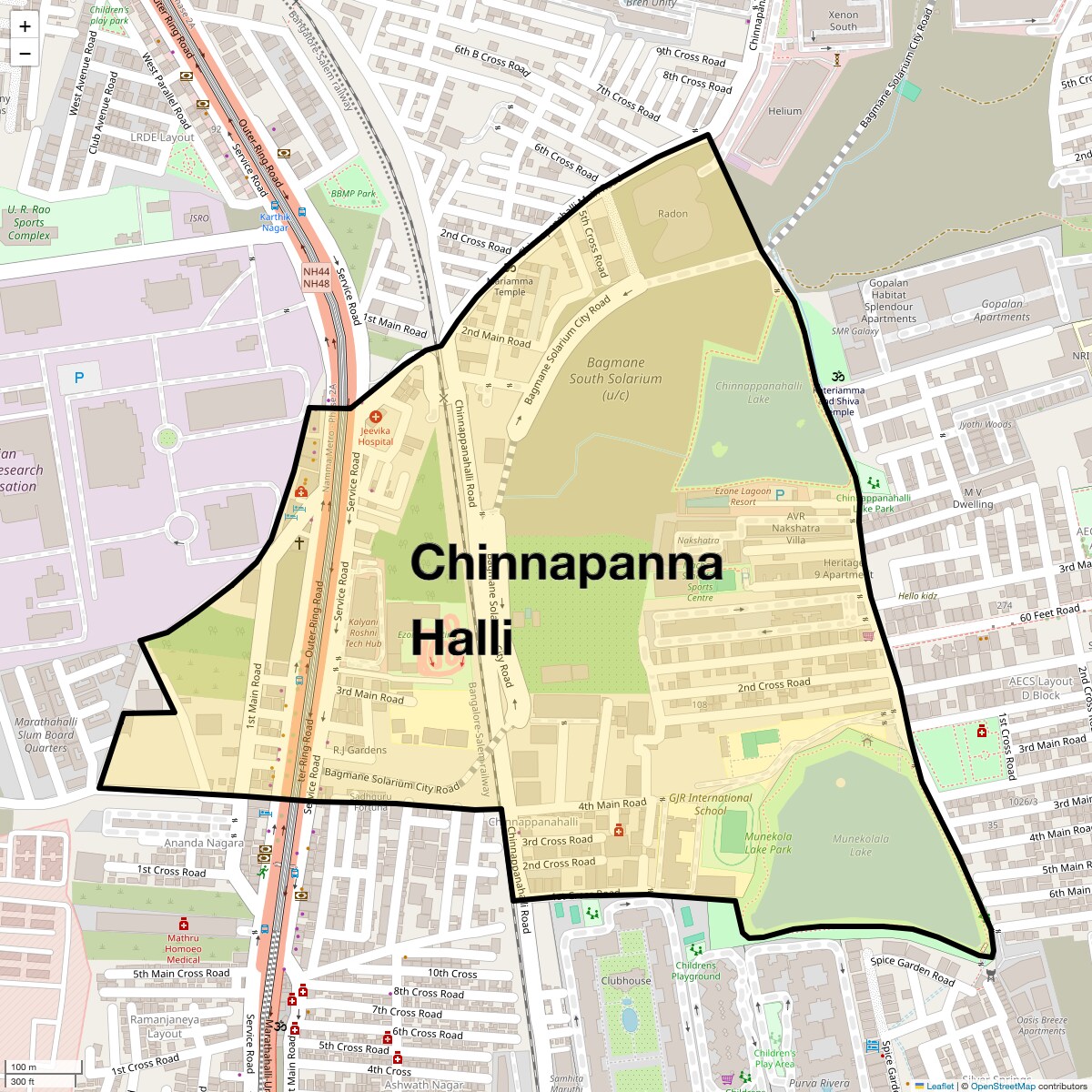 Location Map of Chinnapanna Halli, Bangalore