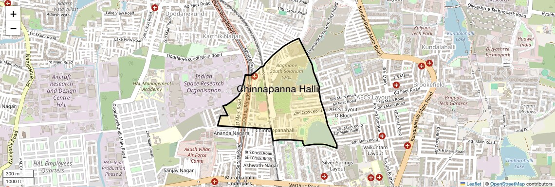 Location Map of Chinnapanna Halli, Bangalore