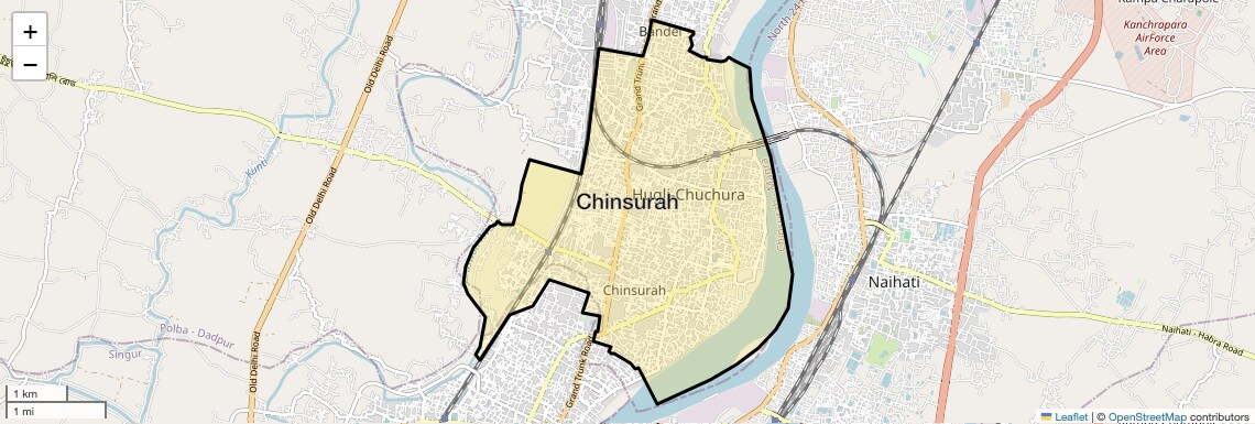 Location Map of Chinsurah, Kolkata