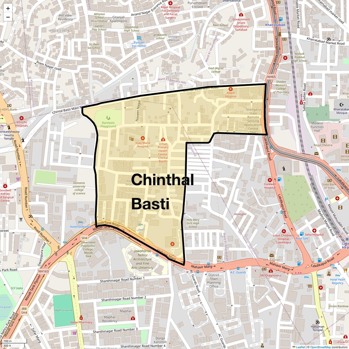 Location Map of Chinthal Basti, Hyderabad