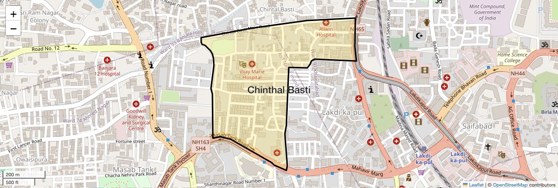 Location Map of Chinthal Basti, Hyderabad