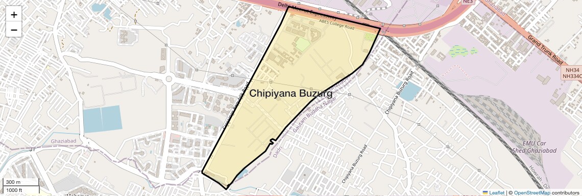 Location Map of Chipiyana Buzurg, Ghaziabad