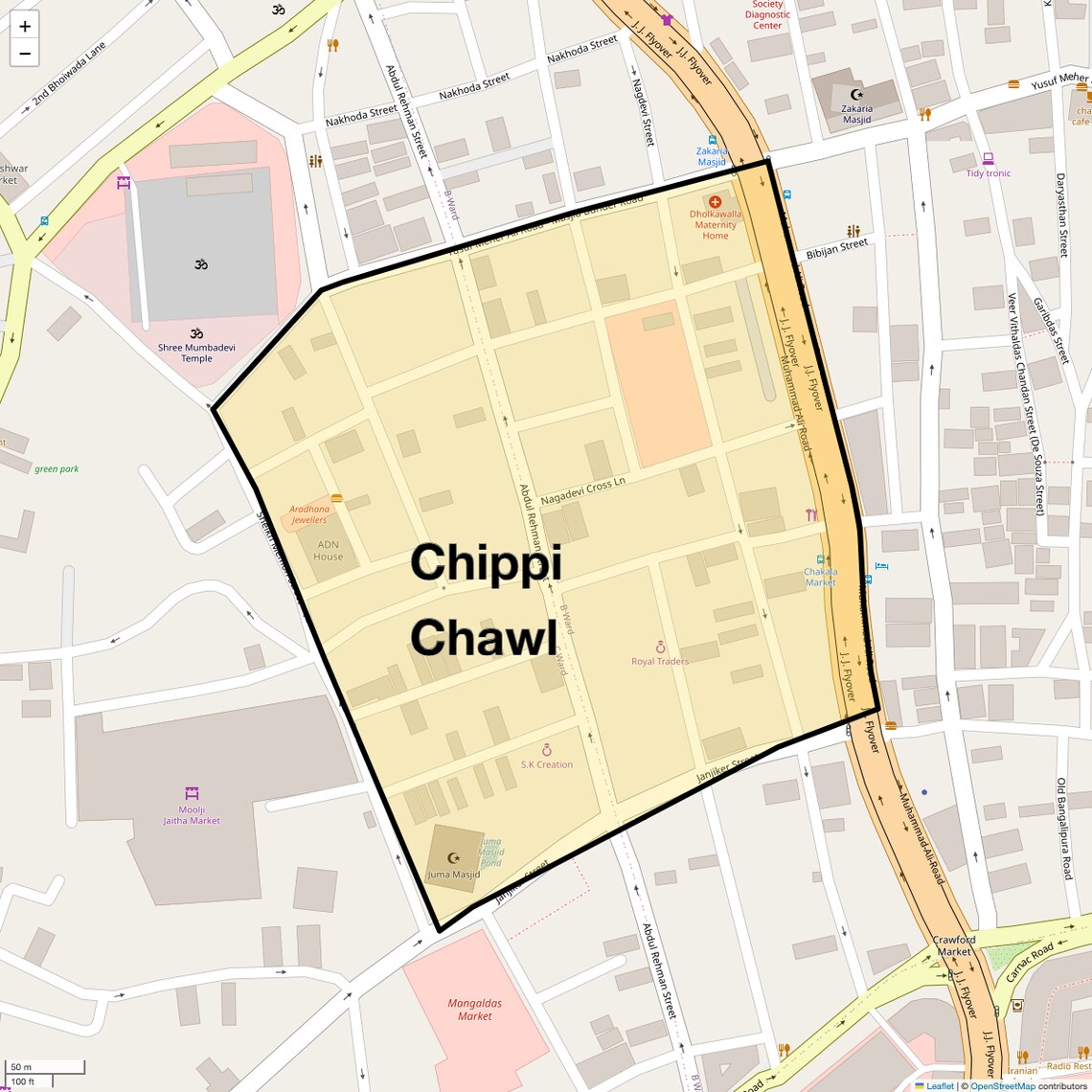 Location Map of Chippi Chawl, Mumbai