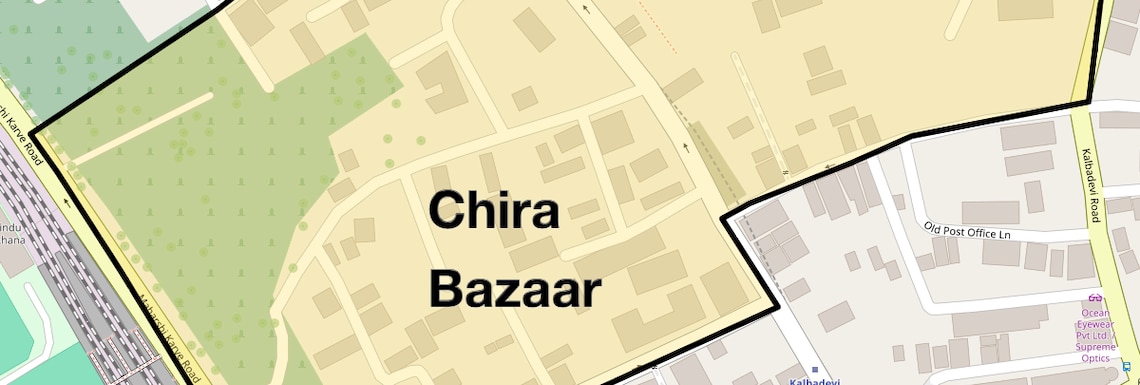 Location Map of Chira Bazaar, Mumbai