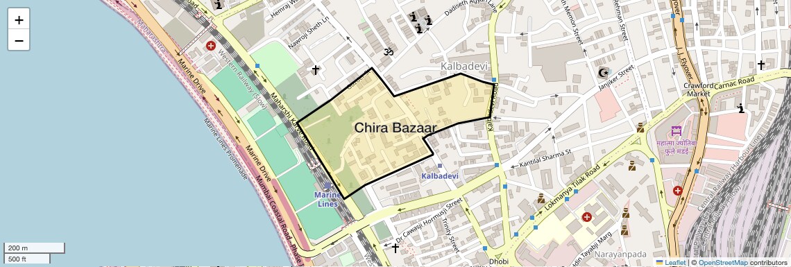 Location Map of Chira Bazaar, Mumbai