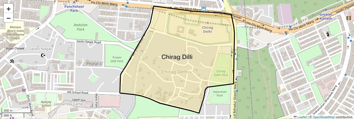 Location Map of Chirag Dilli, Delhi