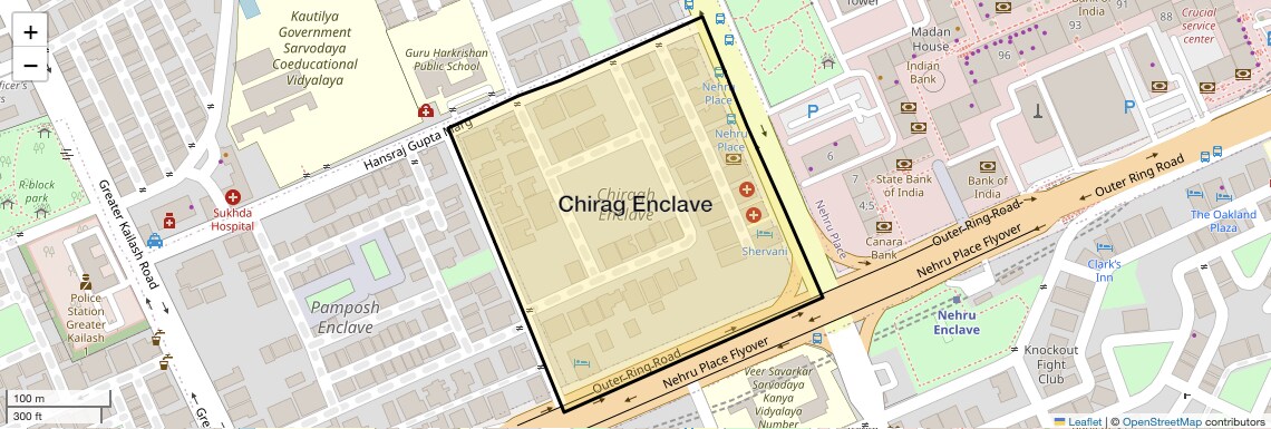 Location Map of Chirag Enclave, Delhi