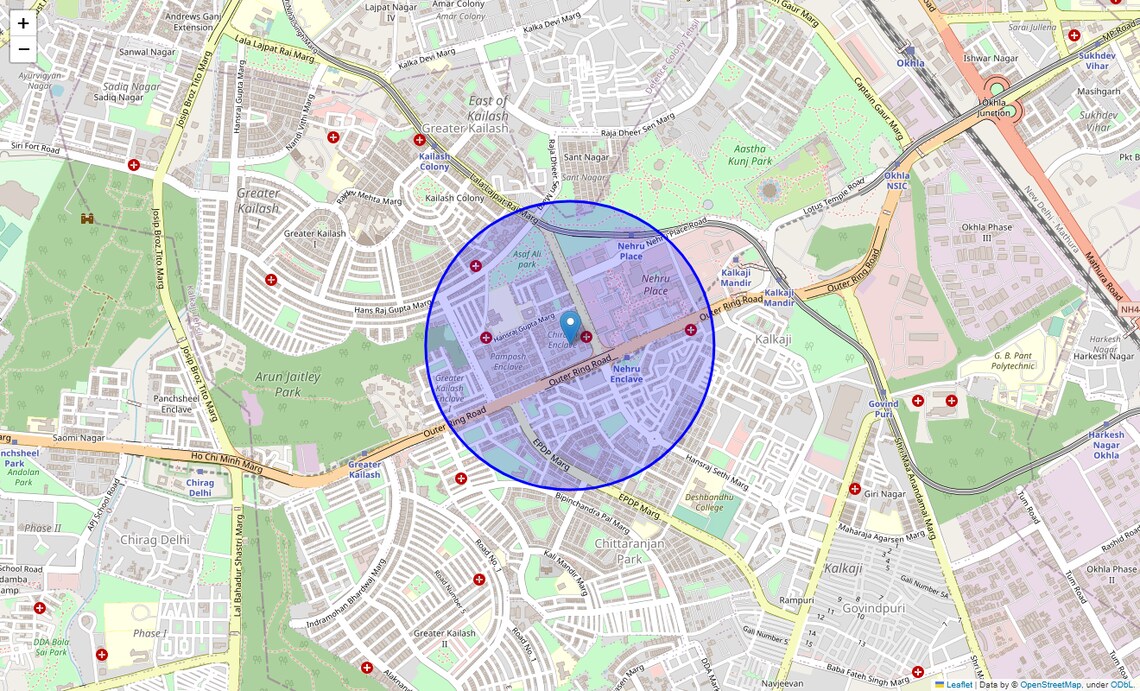 Location Map of Chirag Enclave, Delhi