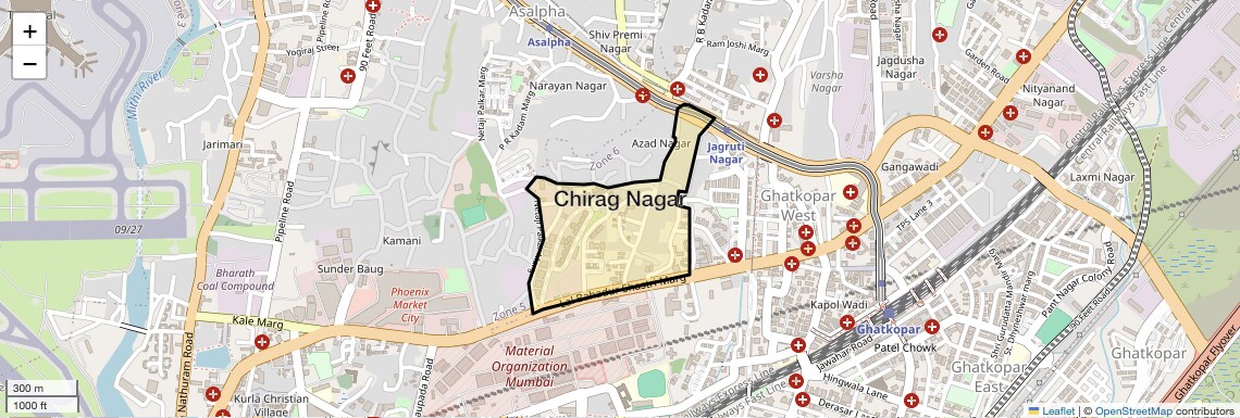 Location Map of Chirag Nagar, Mumbai