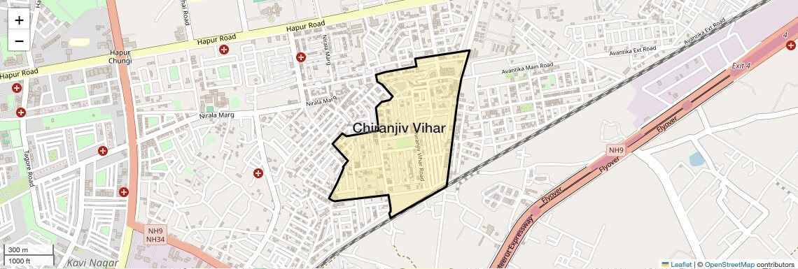 Location Map of Chiranjiv Vihar, Ghaziabad