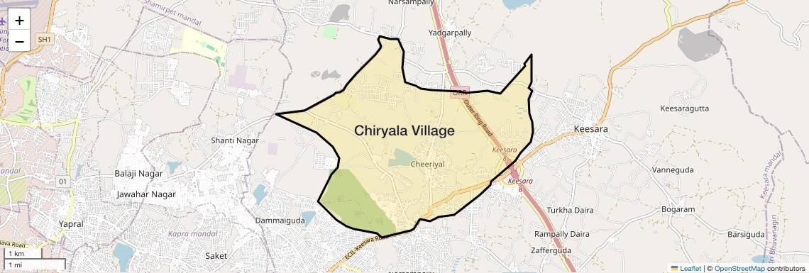 Location Map of Chiryala Village, Hyderabad