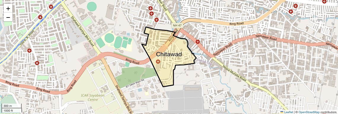 Location Map of Chitawad, Indore