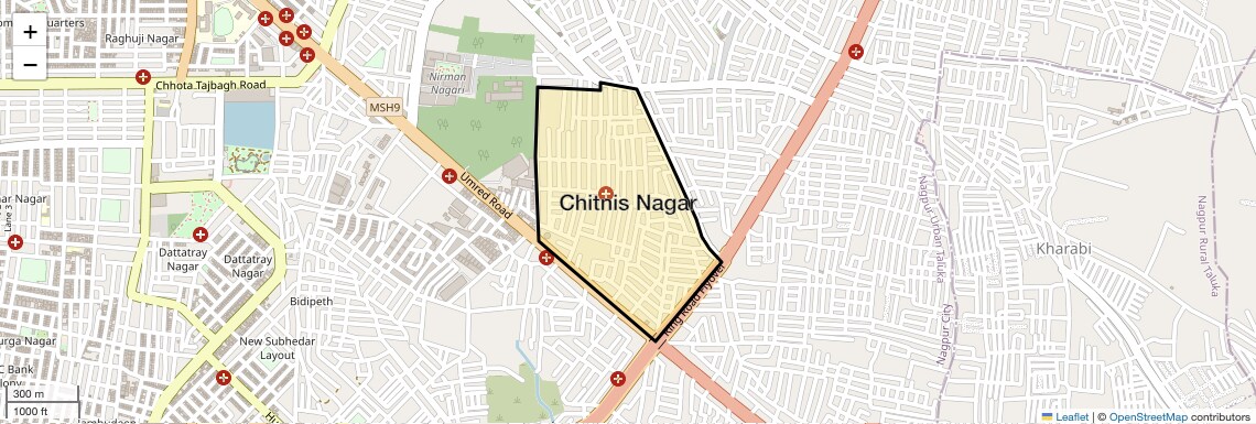 Location Map of Chitnis Nagar, Nagpur