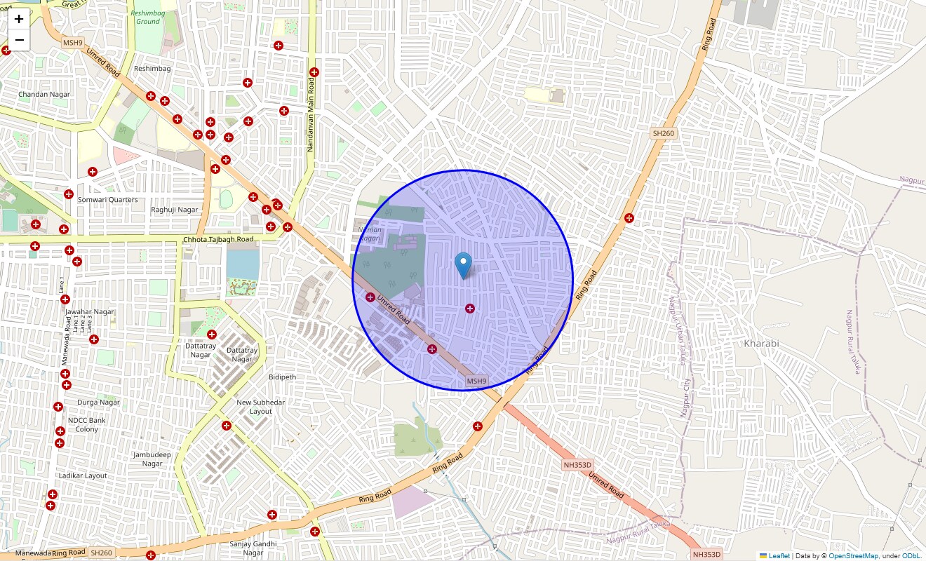 Location Map of Chitnis Nagar, Nagpur
