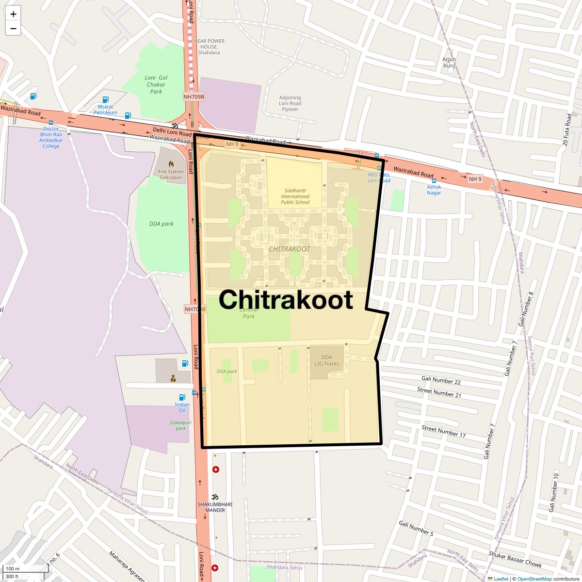 Location Map of Chitrakoot, Delhi