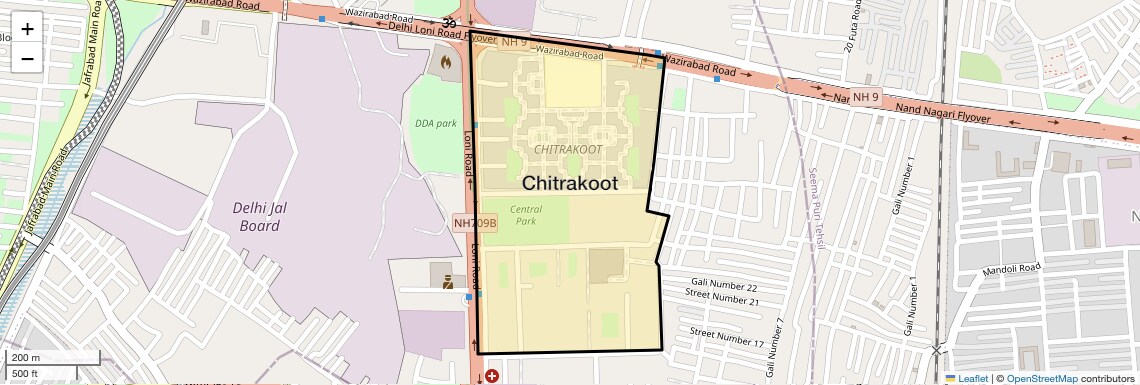Location Map of Chitrakoot, Delhi