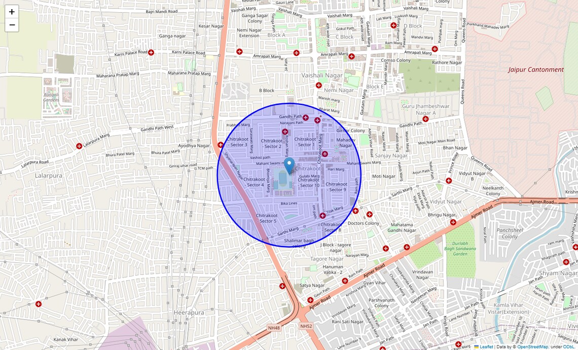 Location Map of Chitrakoot, Jaipur