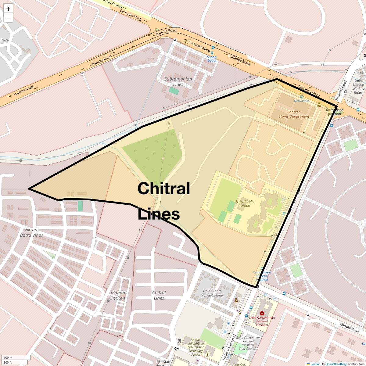 Location Map of Chitral Lines, Delhi