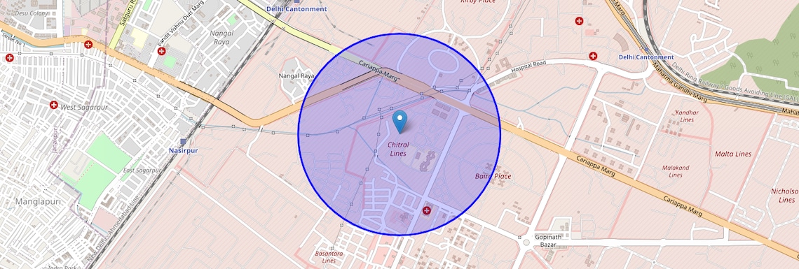 Location Map of Chitral Lines, Delhi