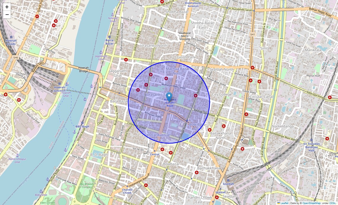 Location Map of Chittaranjan Avenue, Kolkata