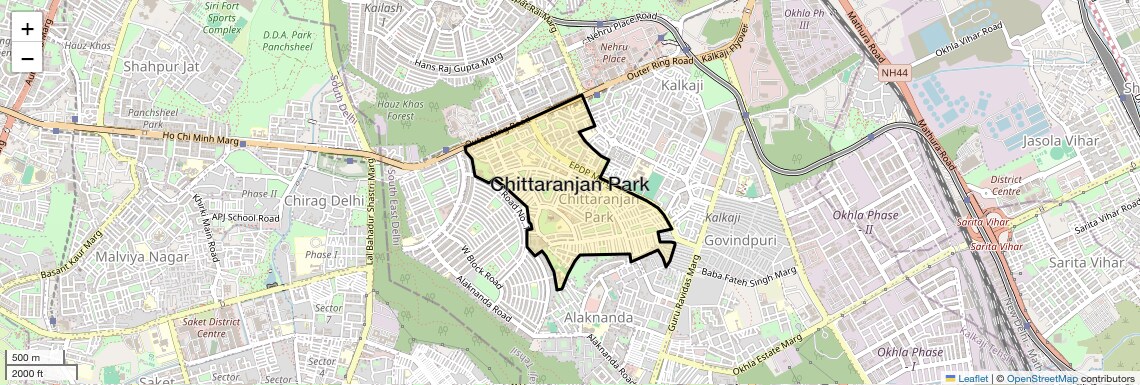 Location Map of Chittaranjan Park, Delhi