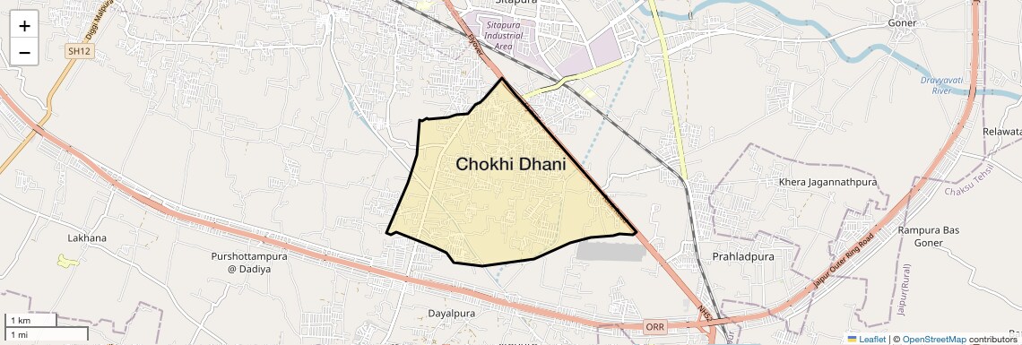 Location Map of Chokhi Dhani, Jaipur