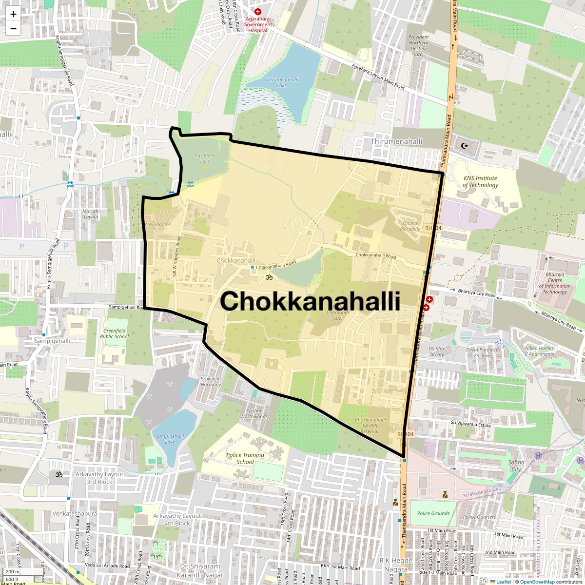 Location Map of Chokkanahalli, Bangalore