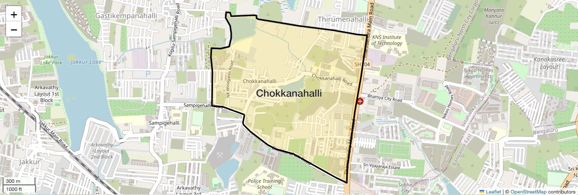 Location Map of Chokkanahalli, Bangalore