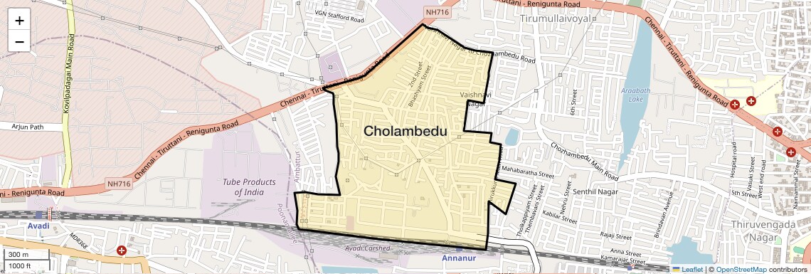 Location Map of Cholambedu, Chennai