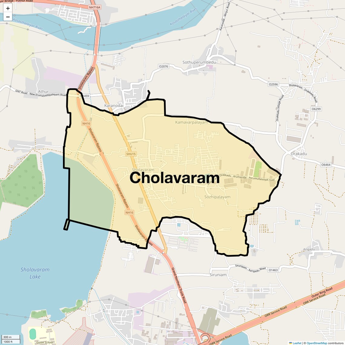 Location Map of Cholavaram, Chennai