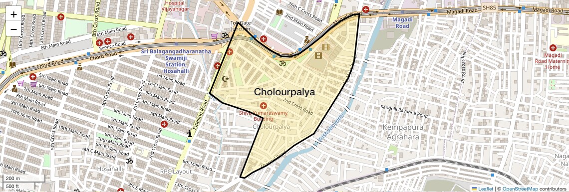 Location Map of Cholourpalya, Bangalore