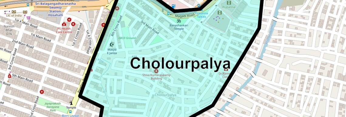 Location Map of Cholourpalya, Bangalore