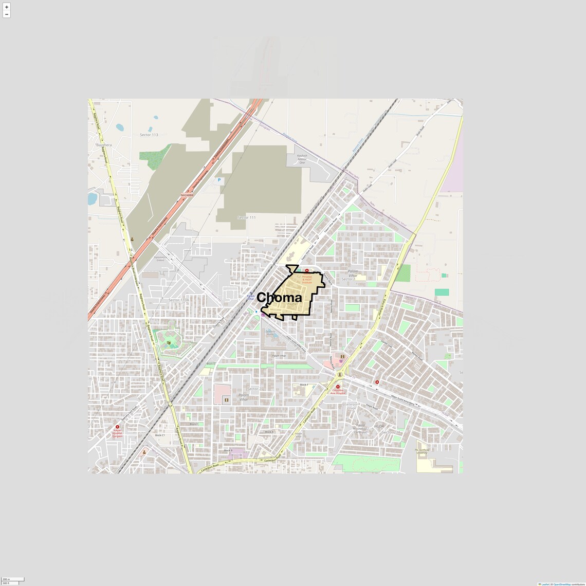 Location Map of Choma, Gurgaon