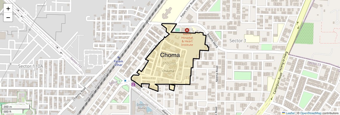 Location Map of Choma, Gurgaon
