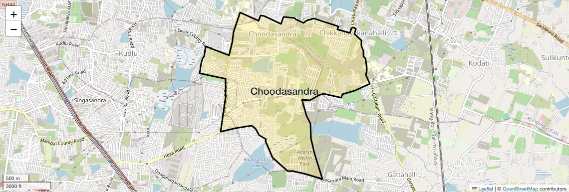 Location Map of Choodasandra, Bangalore