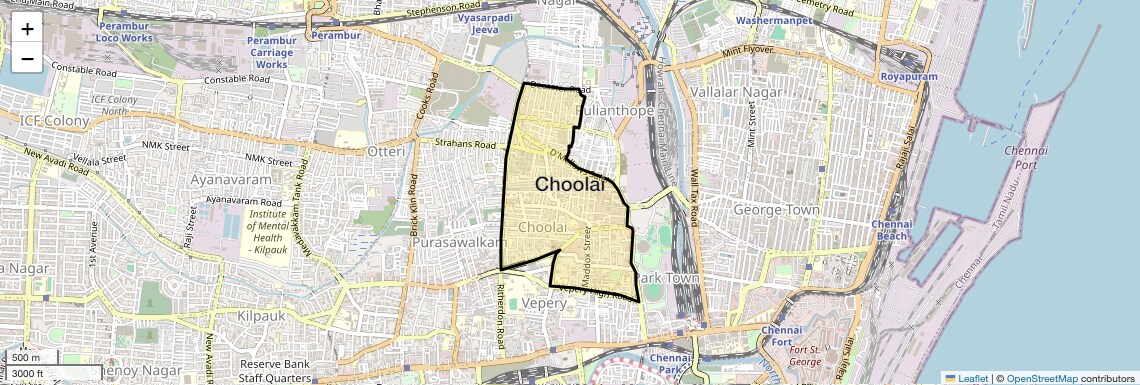 Location Map of Choolai, Chennai